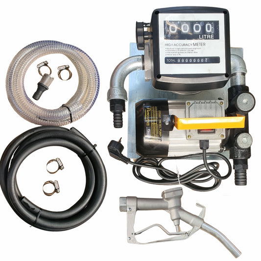 60lt - 220v Diesel pump kit - Fully assembled on wall-mount plate