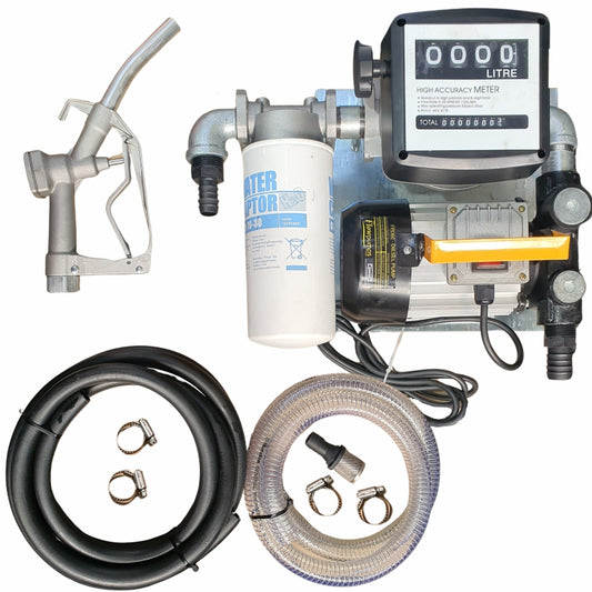 60lt -  220v Diesel pump kit with water absorbent filter - Fully assembled on wall-mount plate