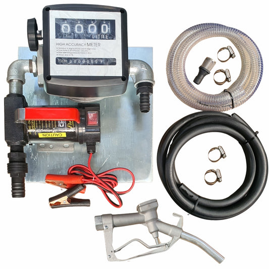 40lt -  12v Diesel Pump Kit - Fully assembled on wall-mount plate